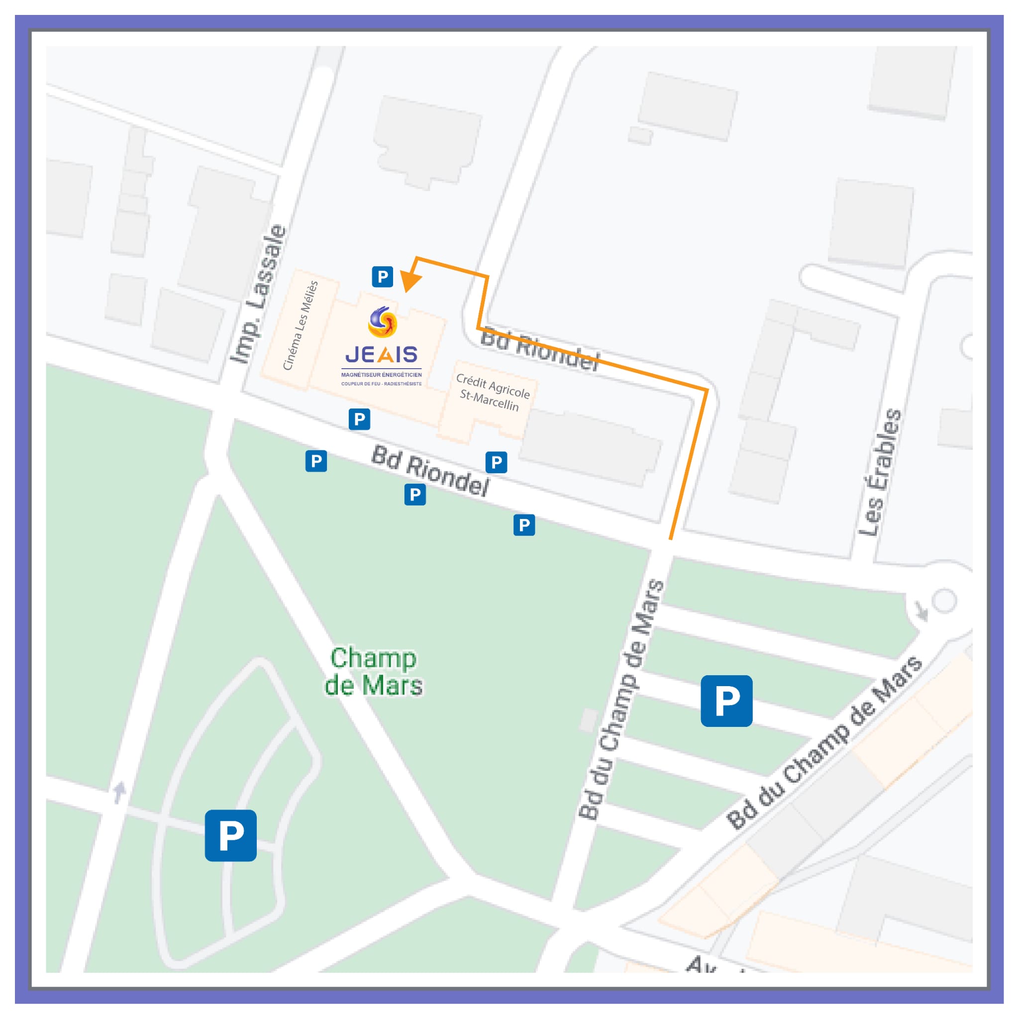 Plan d'accès au cabinet JEAIS - 18 bd Riondel, Saint-Marcellin